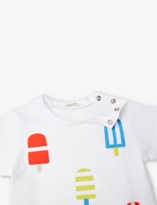 Shop Benetton Girls White Kids Lolly-print Short-sleeve Organic-cotton Jersey T-shirt 1-18 Months