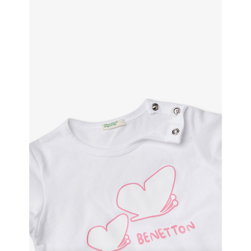 Shop Benetton Logo-print Short-sleeve Organic-cotton T-shirt 1-18 Months In White