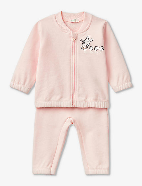 BENETTON: Branded organic cotton-jersey tracksuit 1-18 months