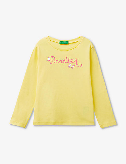 BENETTON: Glitter-branded long-sleeved organic-cotton T-shirt 18 months - 6 years