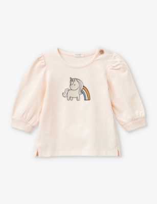 BENETTON: Unicorn-print organic-cotton T-shirt 1-18 months