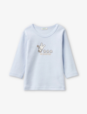 BENETTON: Branded-print long-sleeved organic-cotton T-shirt 1-18 months