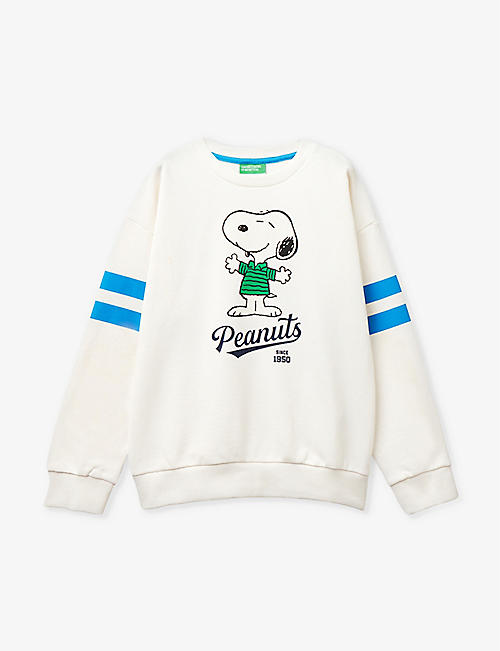 BENETTON: Snoopy-print cotton-jersey sweatshirt