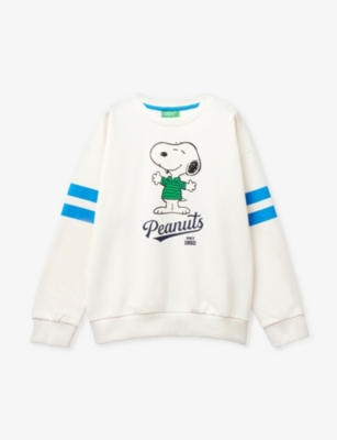 Shop Benetton Boys Multicoloured Kids Snoopy-print Cotton-jersey Sweatshirt