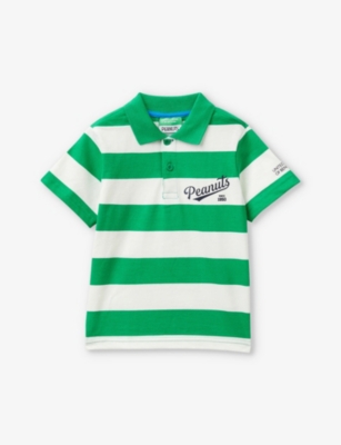BENETTON: Striped Snoopy-print organic-cotton-jersey polo shirt 18 months - 6 years