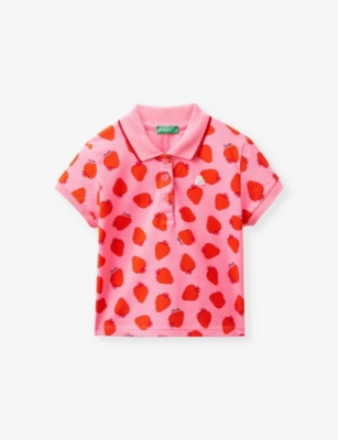 BENETTON: Floral-print logo-embroidered stretch-cotton polo 18 months-6 years