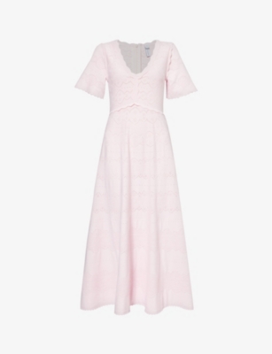 Shop Needle & Thread Needle And Thread Women's Peony Pink Short-sleeved V-neck Recycled-viscose-blend Maxi Dress