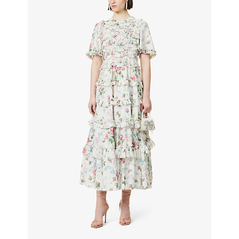Shop Needle & Thread Needle And Thread Women's Moonshine Floral Fantasy Tiered-hem Woven Maxi Dress
