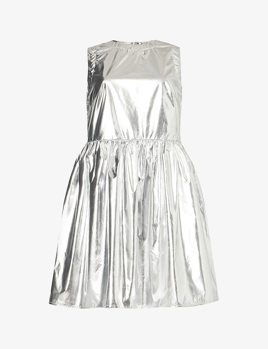 Amy Lynn Womens Silver Metallic Faux-leather Mini Dress