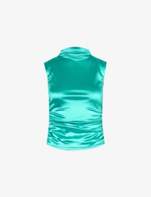 Shop Amy Lynn Womens Aqua Disco Sleeveless Stretch-woven Top