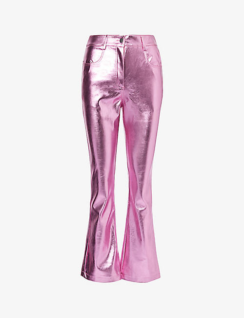 AMY LYNN: Lupe metallic faux-leather trousers