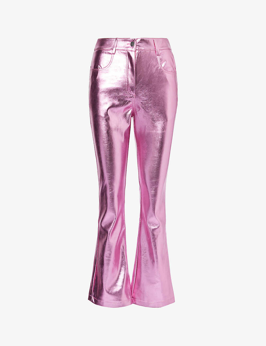 Amy Lynn Womens Pink Lupe Metallic Faux-leather Trousers