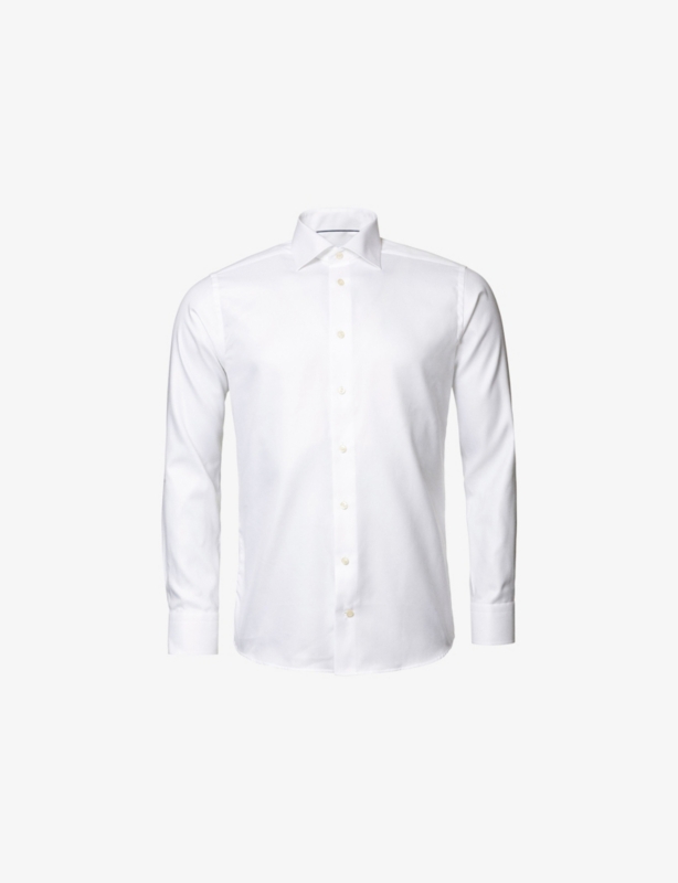 Cutaway-collar single-cuff slim-contemporary-fit organic-cotton-twill shirt