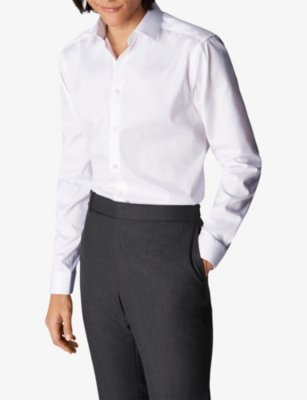 Eton Mens White Cutaway-collar Single-cuff Slim-contemporary-fit Organic-cotton Shirt In White