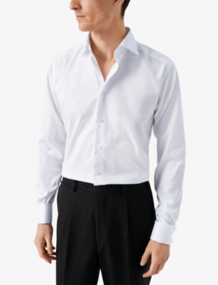 Eton Mens White Cutaway-collar Single-cuff Slim-contemporary-fit Organic-cotton Shirt In White