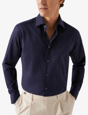 ETON: Cutaway-Collar Single-Cuff Contemporary-Fit Cotton-Twill Shirt