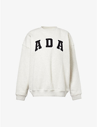 ADANOLA: Logo-embroidered oversized organic-cotton sweatshirt