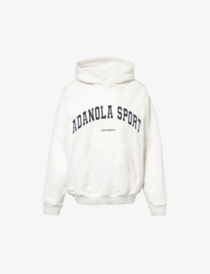 Shop Adanola Women's Light Grey Melange Logo-embroidered Oversized Organic-cotton Hoody