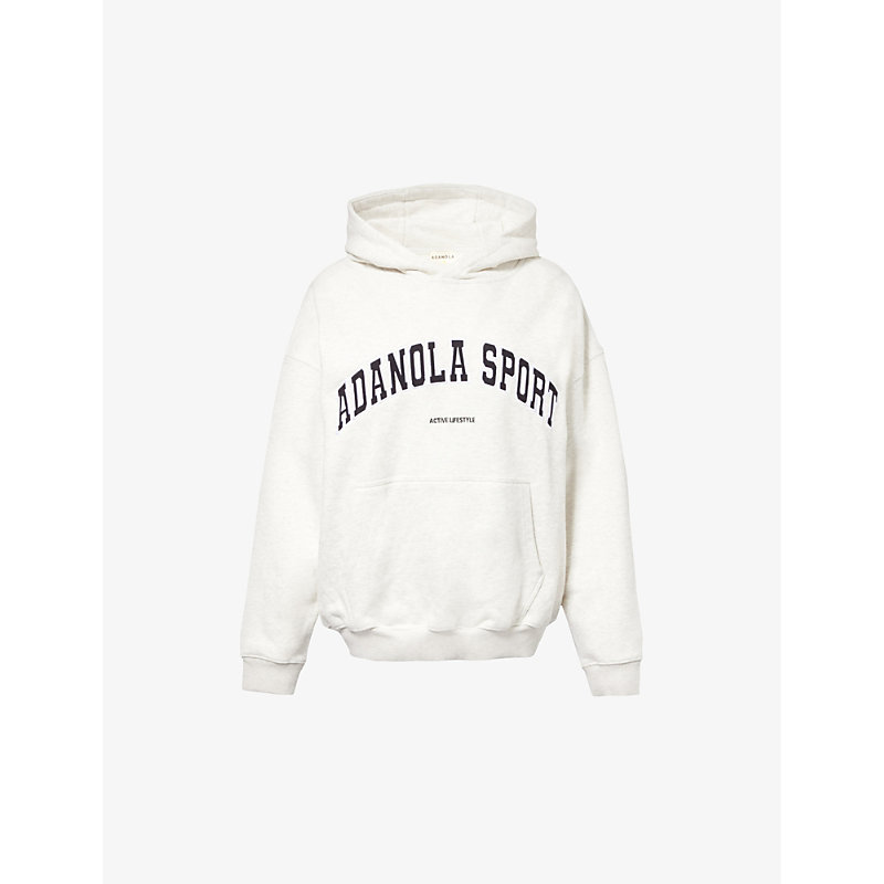 Shop Adanola Logo-embroidered Oversized Organic-cotton Hoody In Light Grey Melange