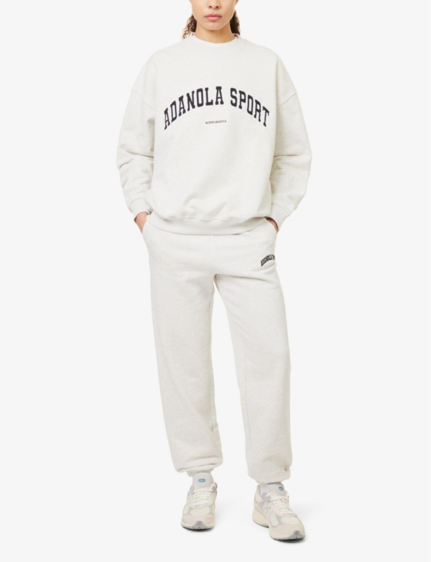 Varsity brand-embroidered organic-cotton sweatshirt