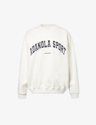 ADANOLA: Varsity brand-embroidered organic-cotton sweatshirt