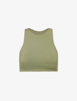 Shop Adanola Women's Khaki Green Ultimate Mesh-back Stretch Recycled-polyester Bra