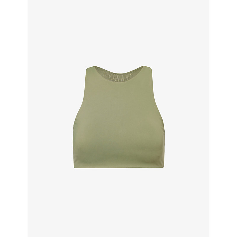 Shop Adanola Women's Khaki Green Ultimate Mesh-back Stretch Recycled-polyester Bra