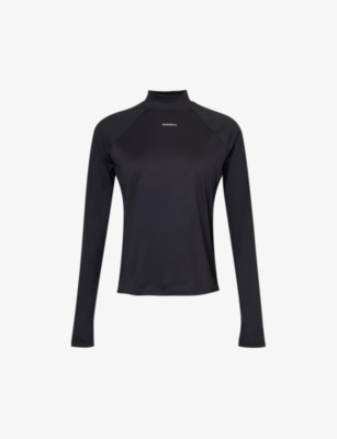Shop Adanola Women's Black Base Layer High-neck Stretch-jersey Top