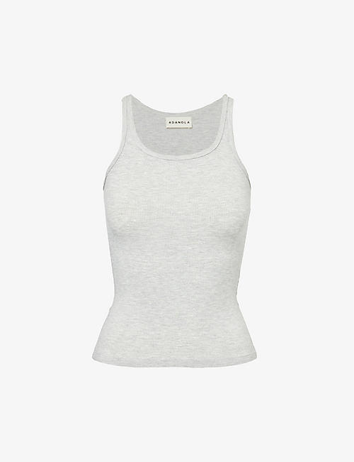 ADANOLA: Scoop-neck ribbed stretch-woven top