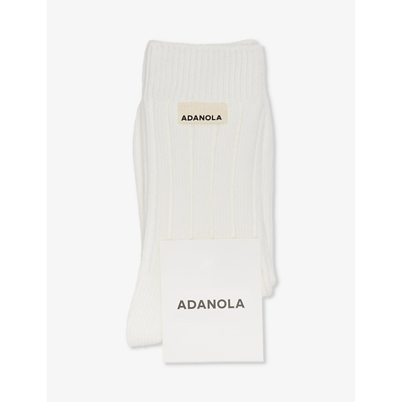 Adanola Womens Off White Logo-pattern Stretch Cotton-blend Socks