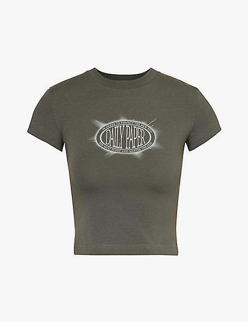 DAILY PAPER: Glow logo-pattern stretch-cotton T-shirt