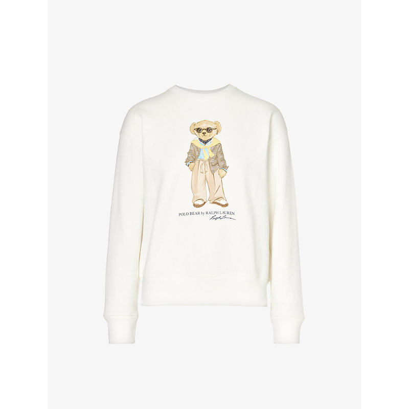 Shop Polo Ralph Lauren Bear-print Regular-fit Cotton-blend Sweatshirt In Arctic Yellow