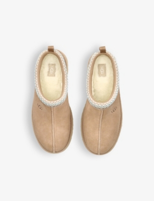 Tasman contrast-stitch suede and shearling slippers