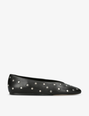 Le Monde Beryl Luna Stud-embellished Leather Ballerina Shoes In Black