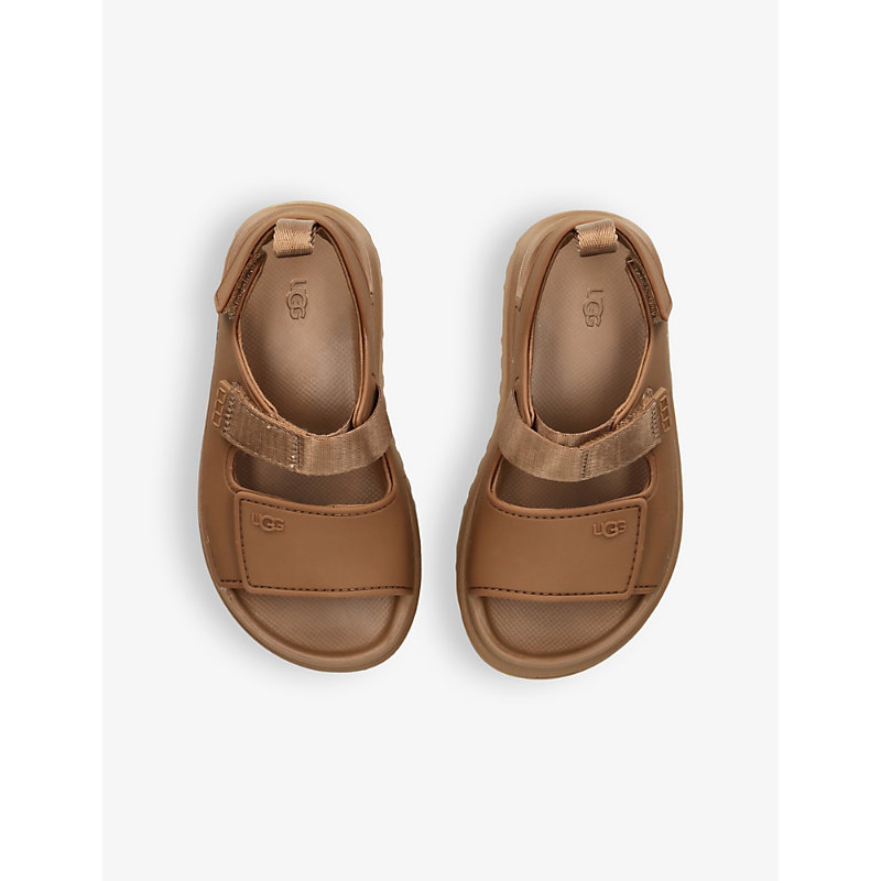 Shop Ugg Mid Brown Kids' Goldenglow Chunky-sole Woven Sandals
