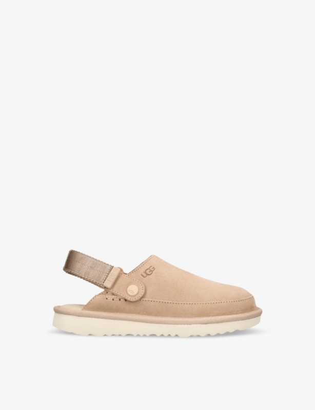 Goldenstar logo-embossed suede clogs 6-10 years