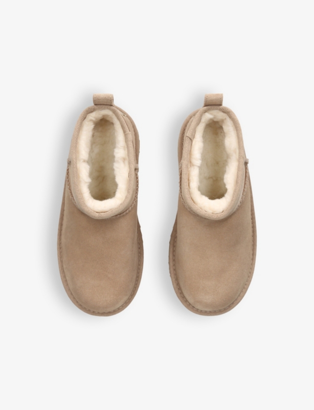 Classic Ultra Mini logo-patch suede and shearling platform ankle boots 7-10 years