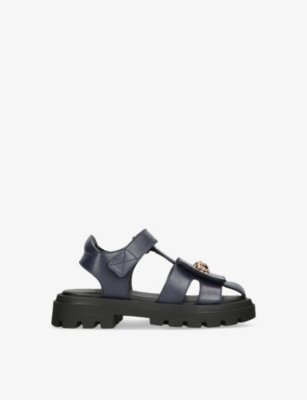 Versace Girls Navy Kids Medusa-emblem Flat Leather Gladiator Sandals 6 Months-4 Years