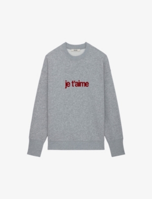 Zadig & Voltaire Zadig&voltaire Womens Gris Chine Clair Oscar Je T'aime Long-sleeve Cotton-jersey Sweatshirt