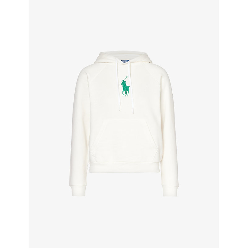 Shop Polo Ralph Lauren Women's Nevis Embroidered-logo Kangaroo-pocket Cotton-blend Hoody