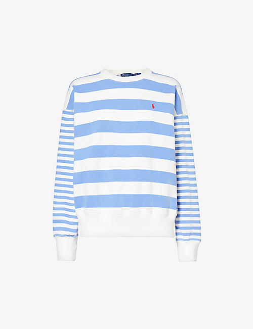 POLO RALPH LAUREN: Brand-embroidered striped cotton-jersey sweatshirt