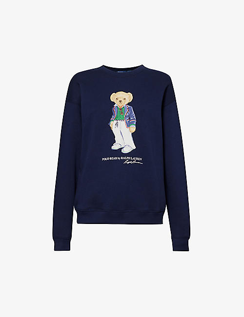 POLO RALPH LAUREN: Polo Bear-intarsia cotton-blend sweatshirt