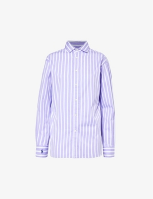 POLO RALPH LAUREN: Striped box-pleat cotton shirt