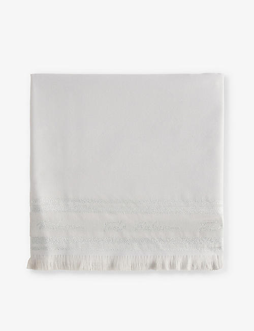 TED BAKER: Estelas metallic-brand embroidered woven scarf