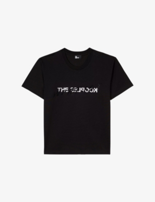 The Kooples Womens Black Logo Text-print Cotton T-shirt