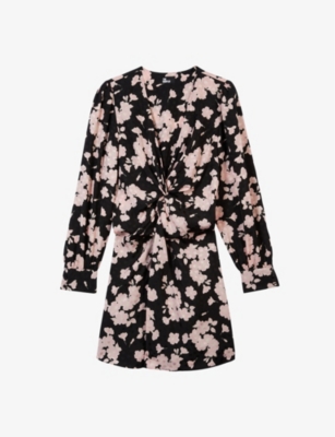 THE KOOPLES: Floral-print twist-front woven mini dress