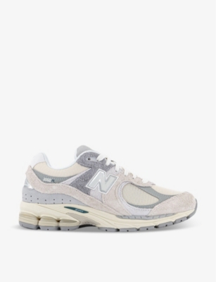 New Balance 2002 Branded Suede And Mesh Low-top Trainers In Offwhite Cream Grey