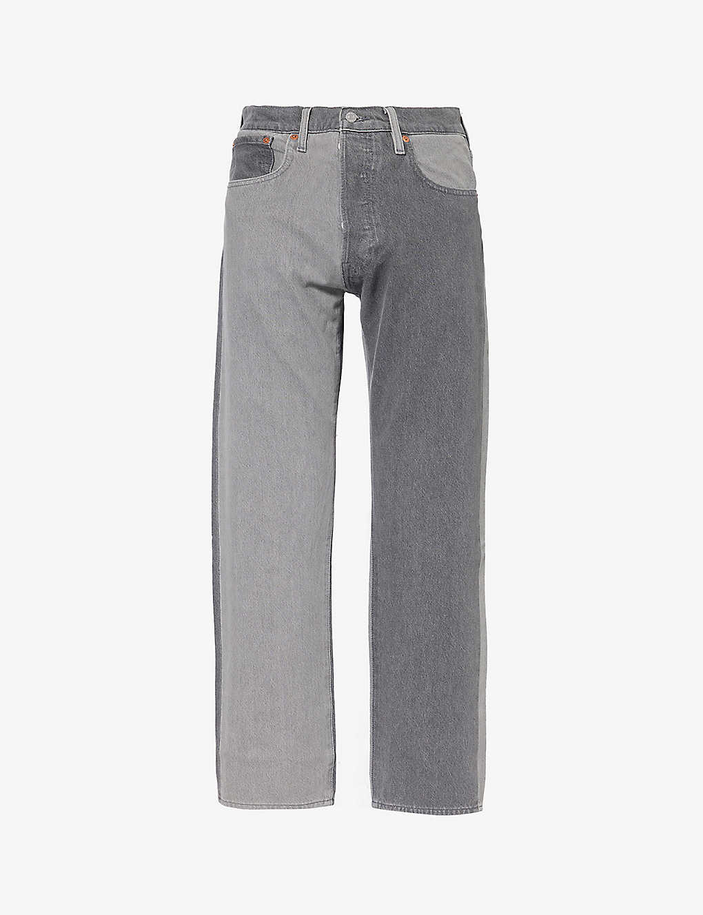 Levi's 501 Straight-leg Mid-rise Stretch-denim Jeans In Grey