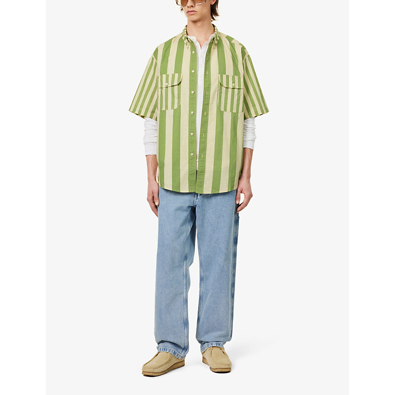 Shop Levi's Striped Relaxed-fit Cotton In Mixed Up Green White
