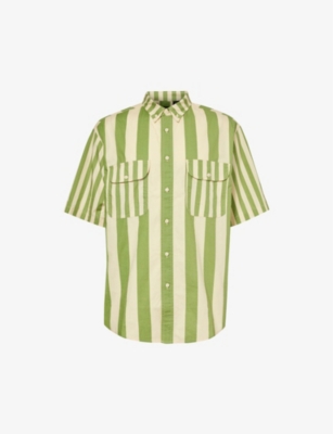 Shop Levi's Levis Men's Mixed Up Green White Striped Relaxed-fit Cotton Shirt